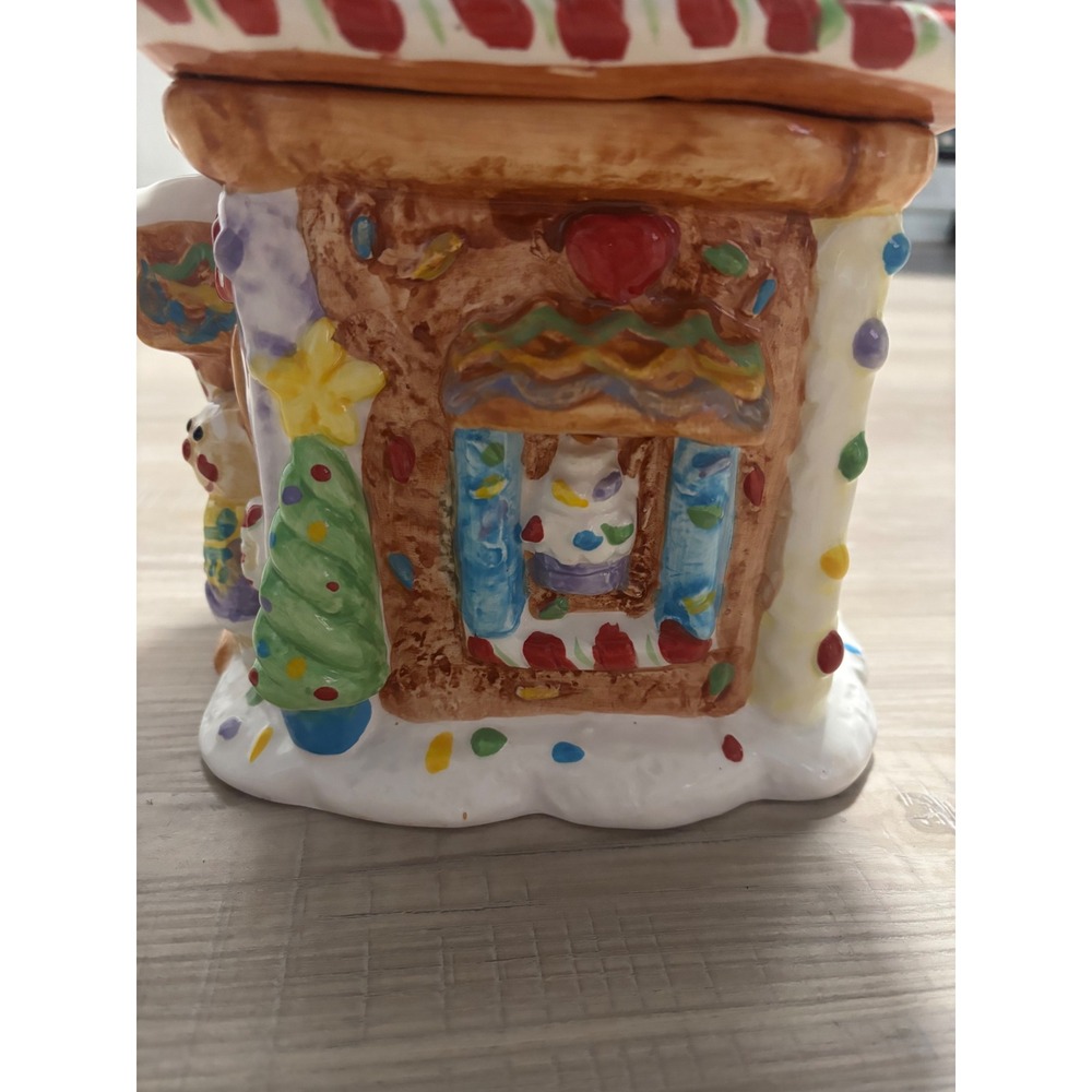 Vintage Christmas Gingerbread House Ceramic Cookie Jar Holiday Decor Multicolor - Picture 8 of 12